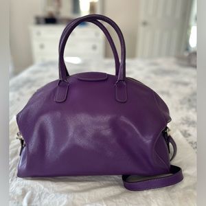Coccinelle purple leather handbag with handles and cross body removable strap